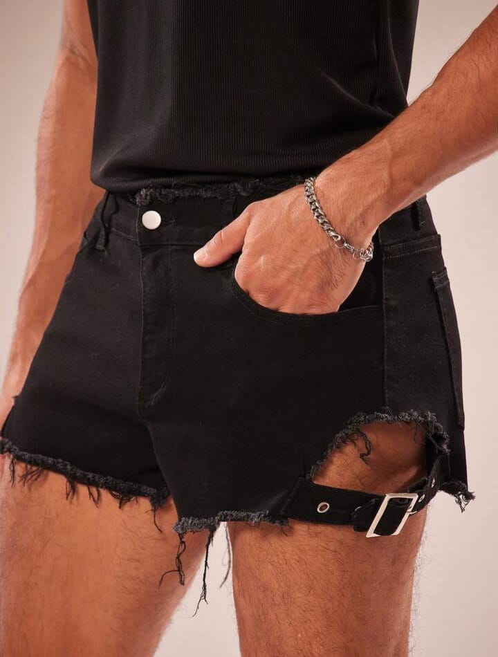 Rebel Cutout Denim Shorts